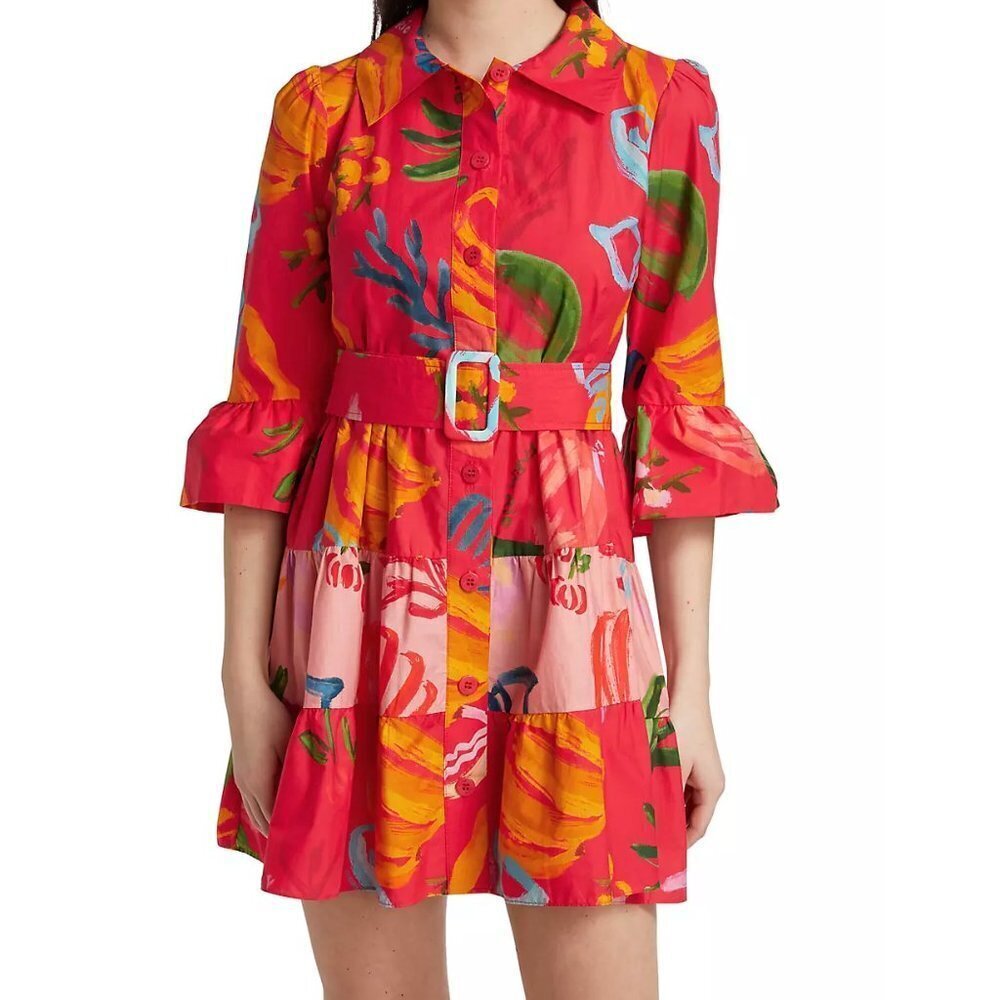 Farm Rio Mixed Fruits Ocean Mini Dress